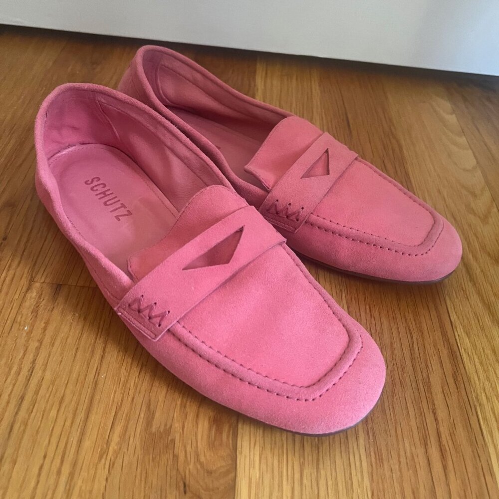 Schutz Suede Pink Loafers- 36 (5.5)